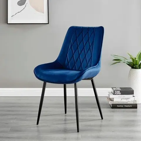 BOXED PAIR VELVET MODERN DINING CHAIRS (SET OF 2 IN 1 BOX)