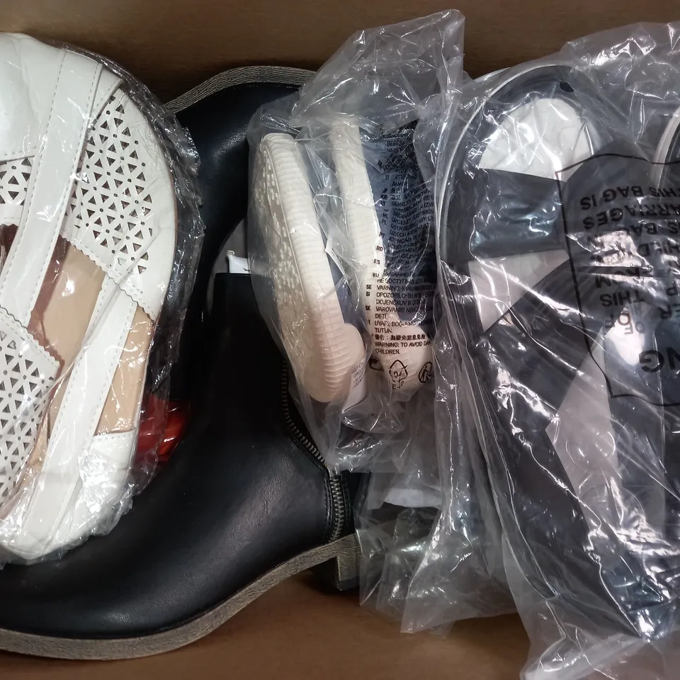 BOX OF APPROXIMATELY 10 ASSORTED PAIRS OF SHOES IN VARIOUS STYLES AND SIZES TO INCLUDE KRUSH, NEXT, ETC