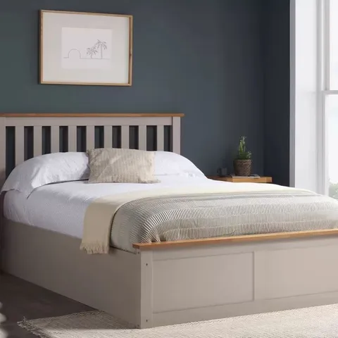 BOXED PHOENIX DOUBLE OTTOMAN BED PEARL GREY (2 BOXES)