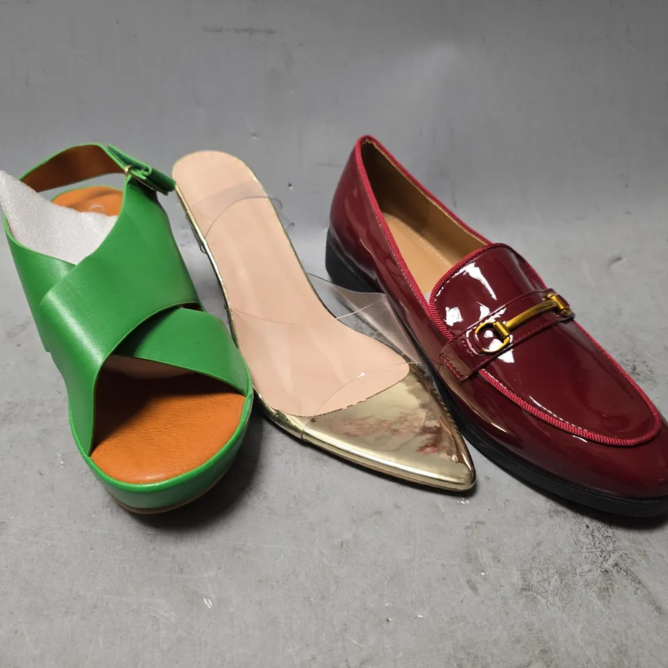 BOX OF APPROXIMATELY 10 PAIRS OF ASSORTED SHOES IN VARIOUS COLOUR, STYLES AND SIZES