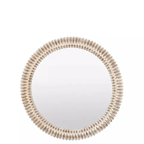 BOXED ROUND DISTRESSED CREAM MIRROR - COLLECTION ONLY