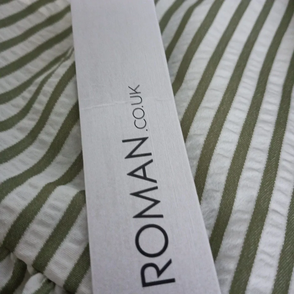 ROMAN ORIGINALS PUFF SLEEVE STRIPED DRESS – SAGE, UK 10