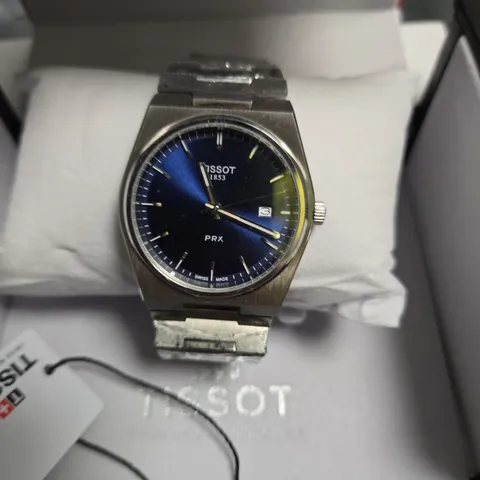 TISSOT PRX STAINLESS STEEL WATCH - BLUE DIAL, DATE WINDOW (T137.410.11.031.00)