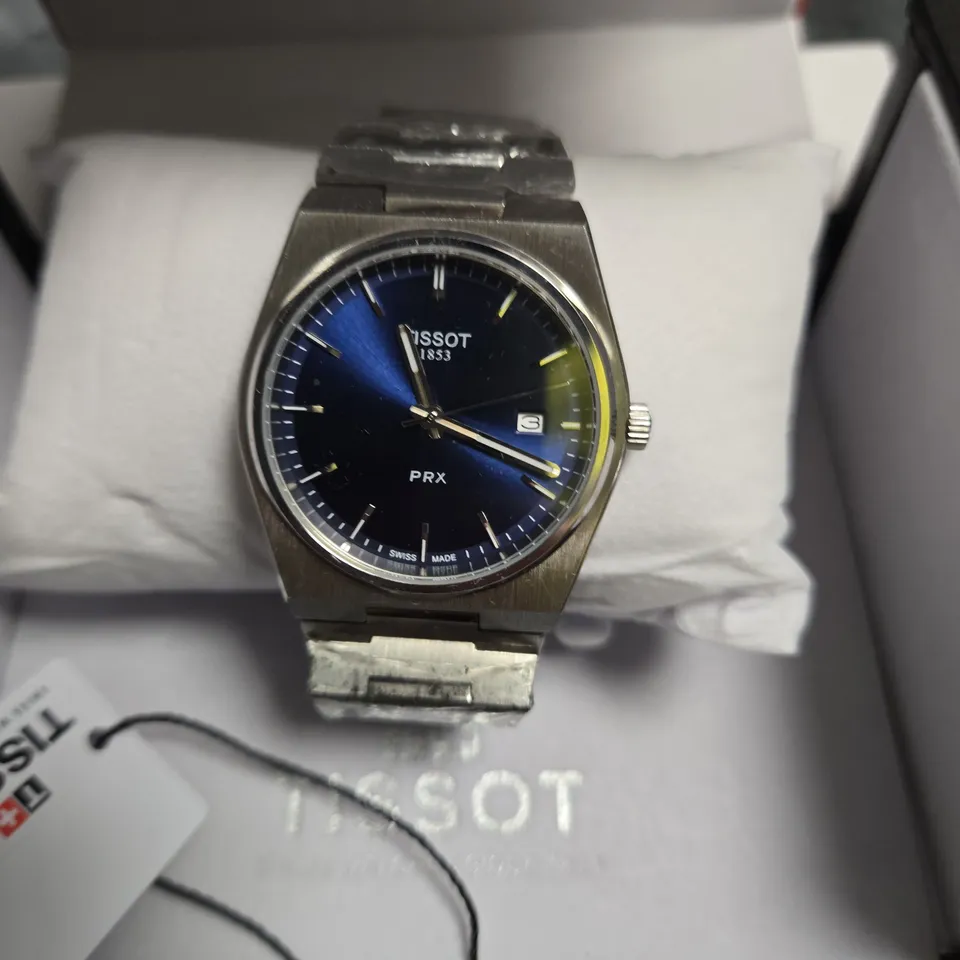 TISSOT PRX STAINLESS STEEL WATCH - BLUE DIAL, DATE WINDOW (T137.410.11.031.00)