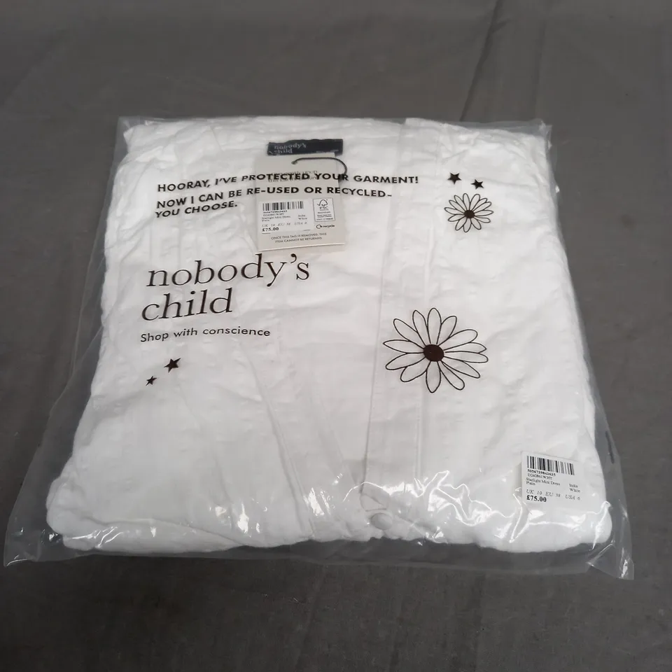 SEALED NOBODYS CHILD STARLIGHT MINI DRESS PLAIN WHITE - UK 10