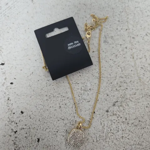 PILGRIM GOLD-TONE NECKLACE WITH PAVΓ DISK PENDANT