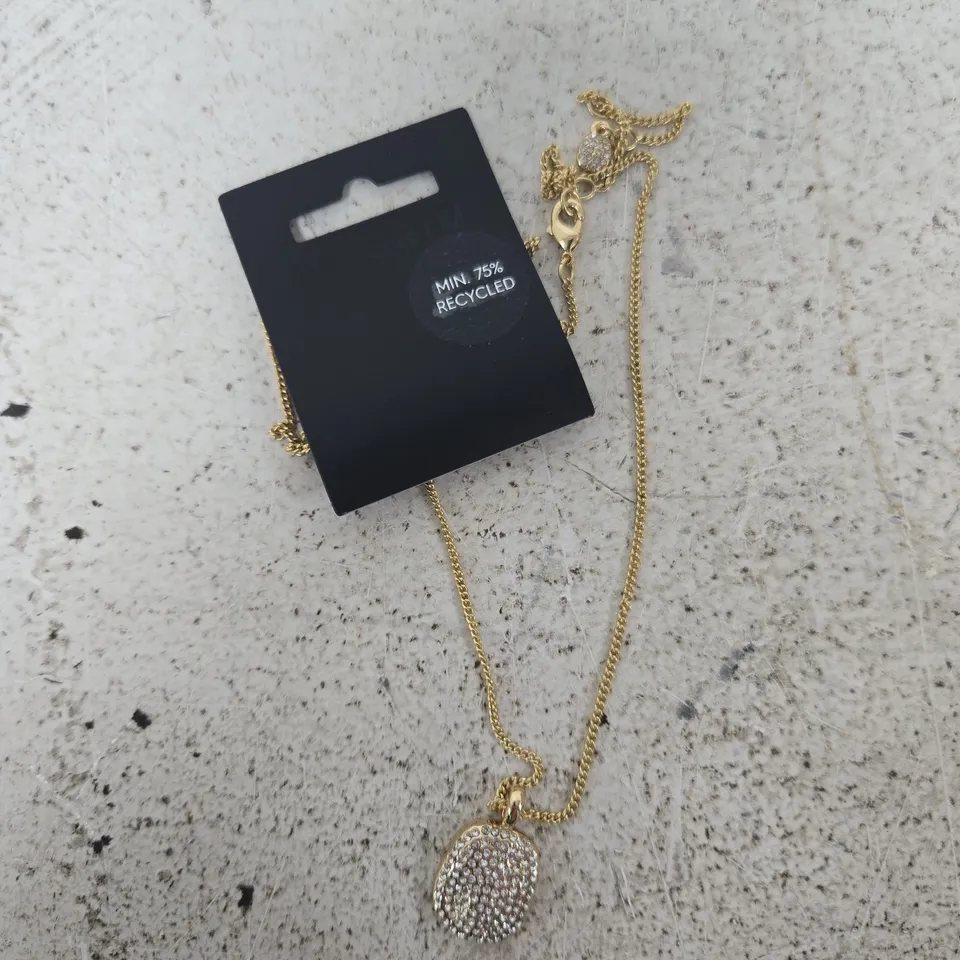 PILGRIM GOLD-TONE NECKLACE WITH PAVÉ DISK PENDANT