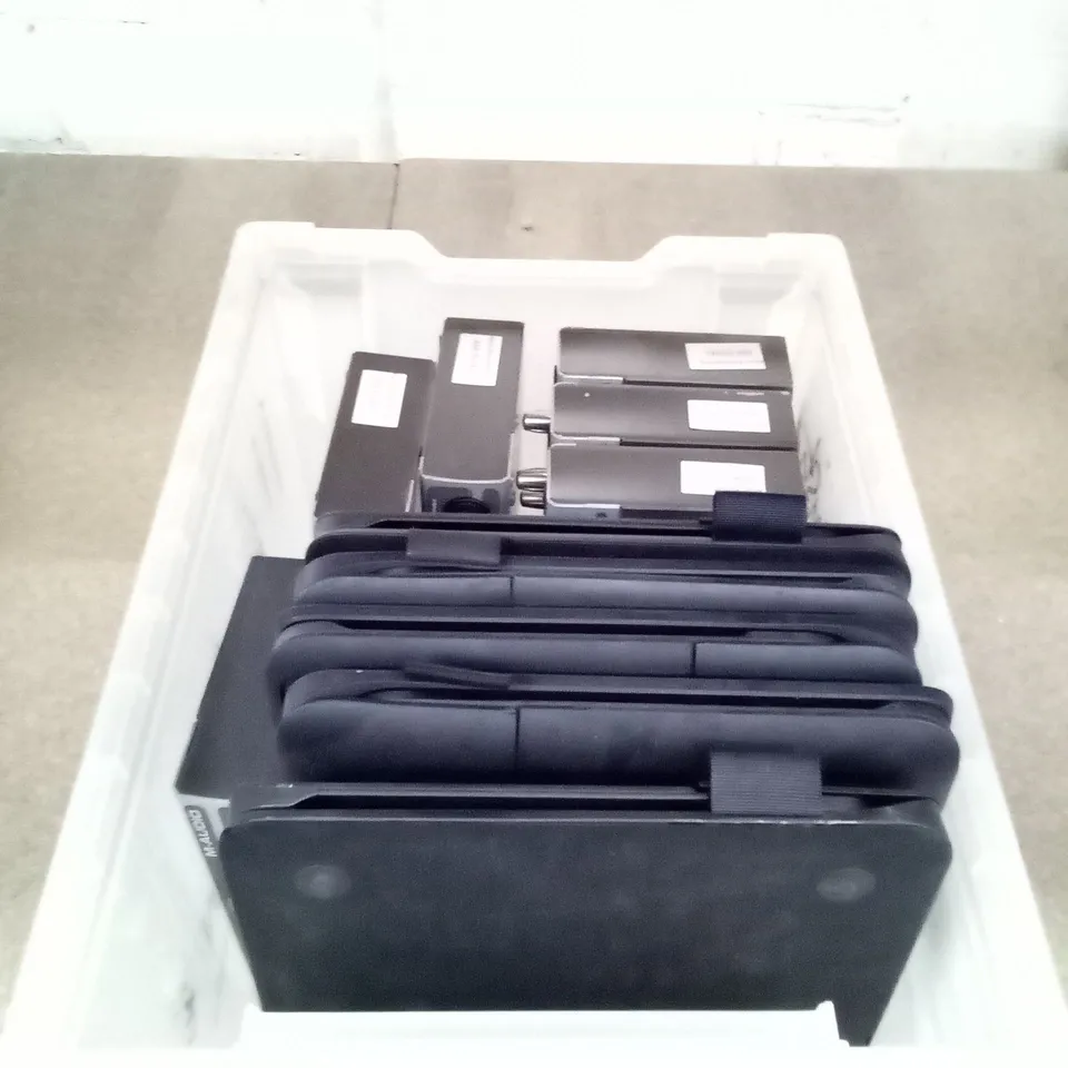 BOX OF AUDIO RECORDERS AND TABLET KEYBOARD CASES 