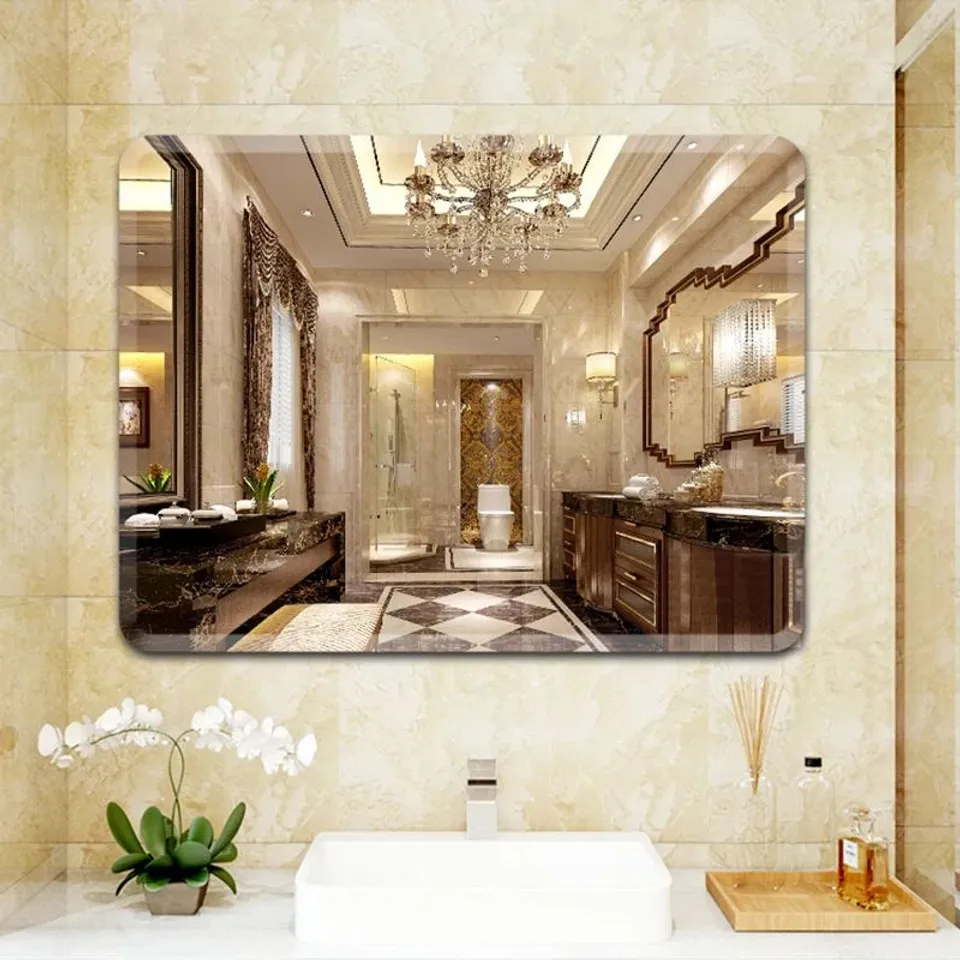 BOXED MINIMALIST FRAMELESS MIRROR WITH POLISHED ROUND CORNERS (1 BOX)
