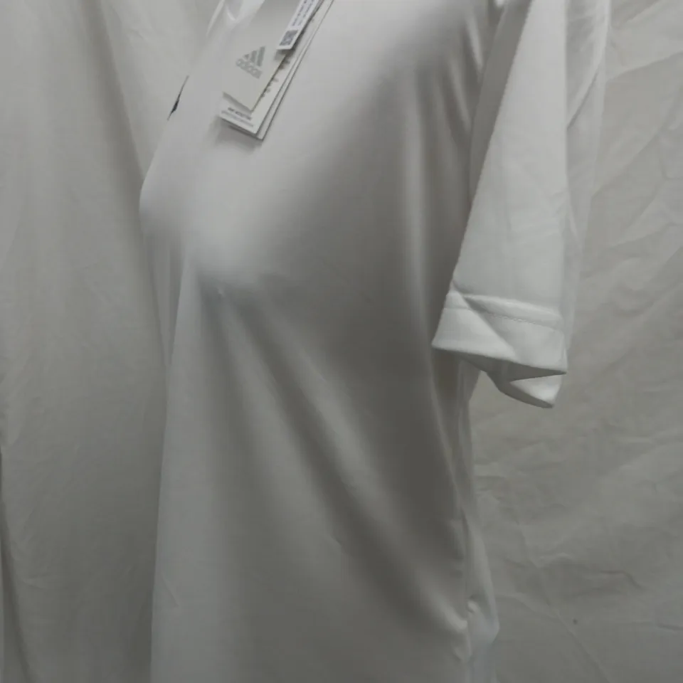 WHITE ADIDAS SPORTS V NECK TOP SIZE 12-14YRS