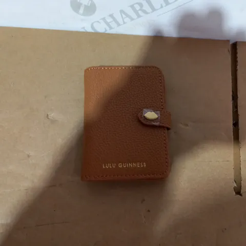 LULU GUINESS LONDON BROWN FAUX LEATHER CARD HOLDER