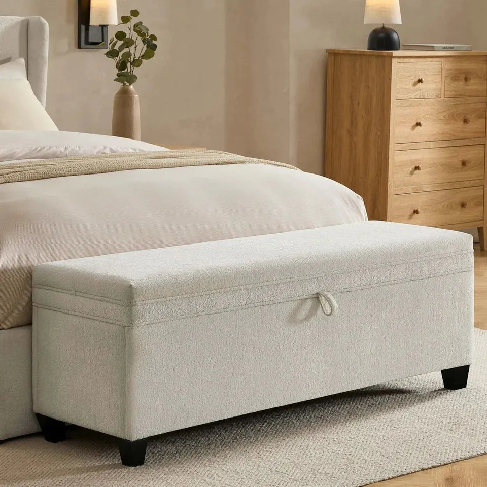 BOXED DUSK WINDERMERE STORAGE OTTOMAN - CHENILLE ECRU