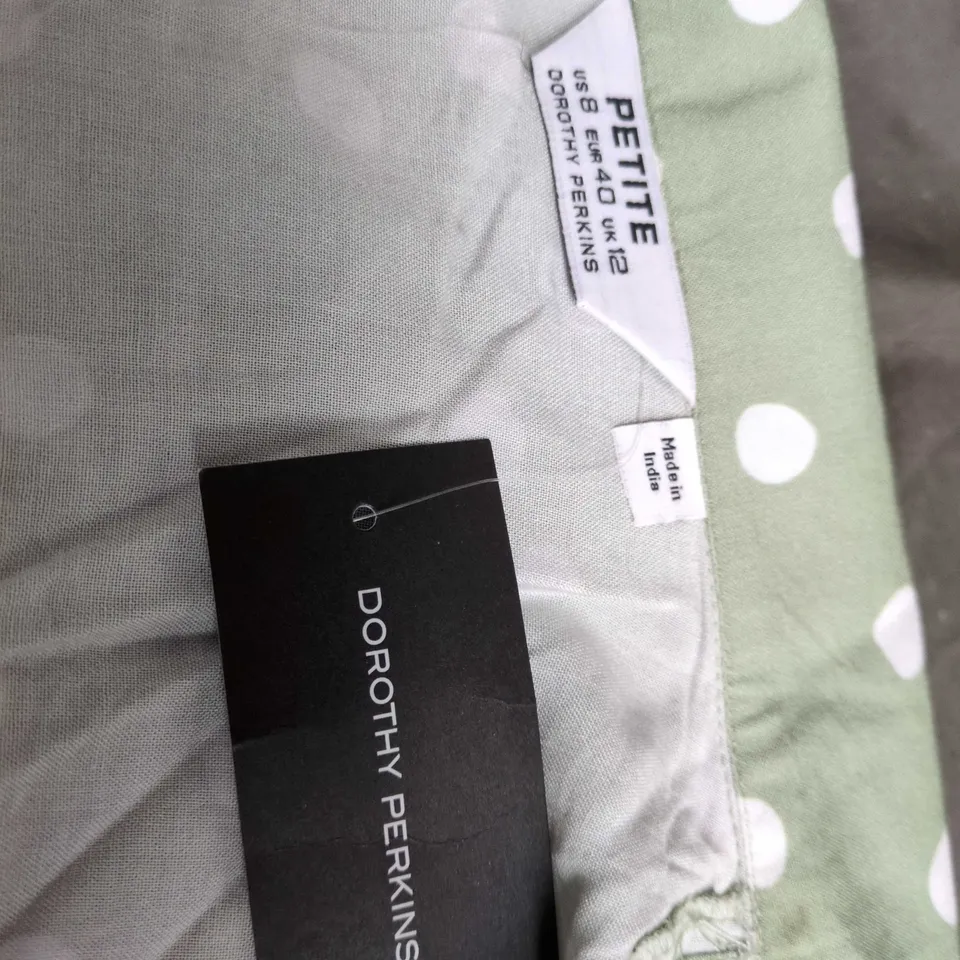 DOROTHY PERKINS PETITE GREEN POLKA DOT WRAP DRESS – UK 12 (US 8) 