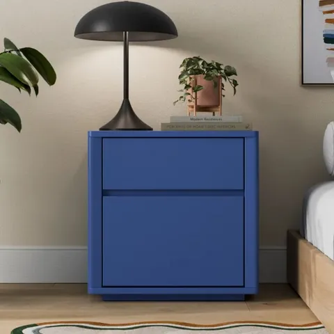 BOXED MALIK 2 DRAWER BEDSIDE TABLE - CLASSIC BLUE (1 BOX)