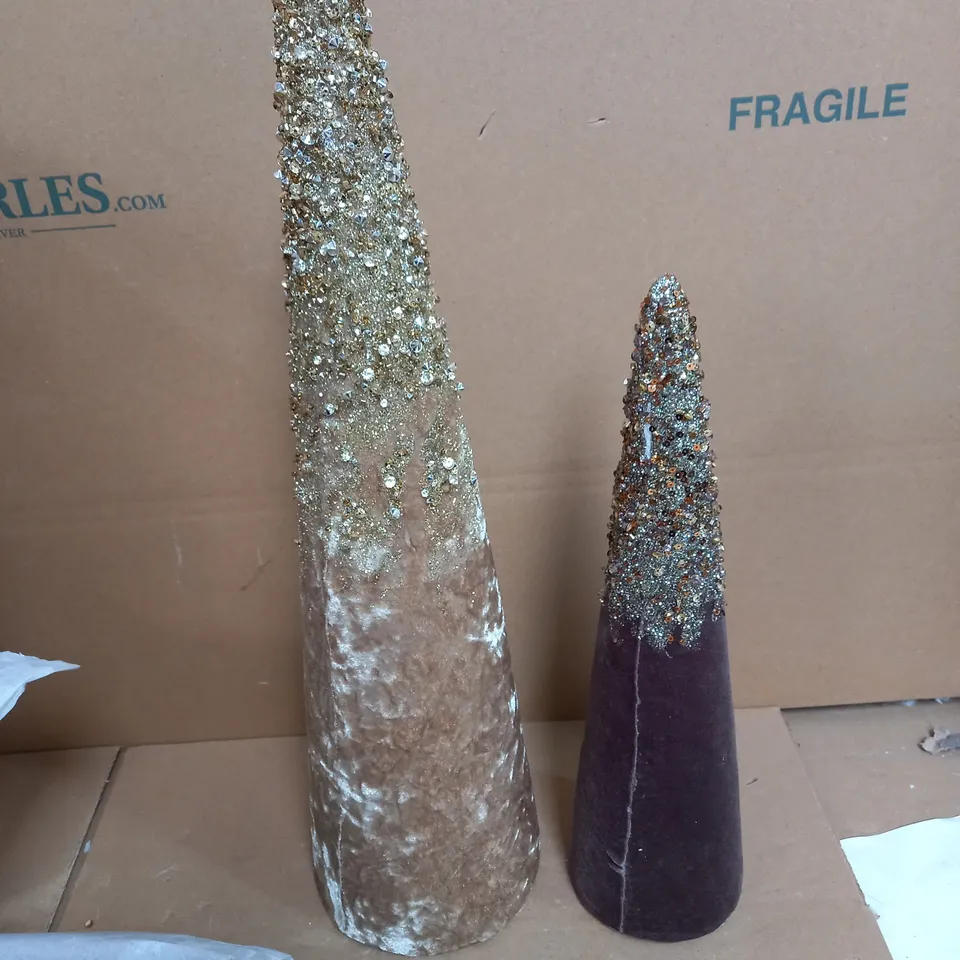 ALISON CORK SET OF BEADED GLITTER VELVET CONES