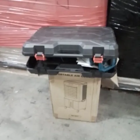 PALLET OF ASSORTED HOUSEHOLD GOODS AND PRODUCTS TO INCLUDE;AIR COOLER,ELECTRIC CHAINSAW