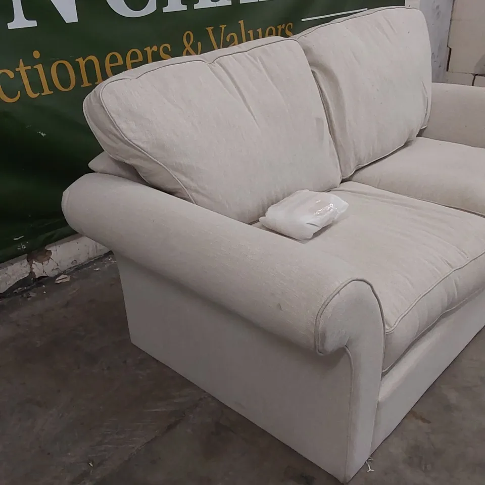 QUALITY DESIGNER BEIGE FABRIC UPHOLSTERED SOFA