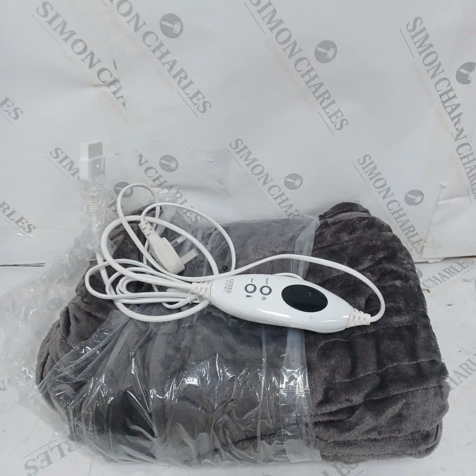 BOXED COZEE HOME VELVETSOFT HEATED THROW IN CHARCOAL 