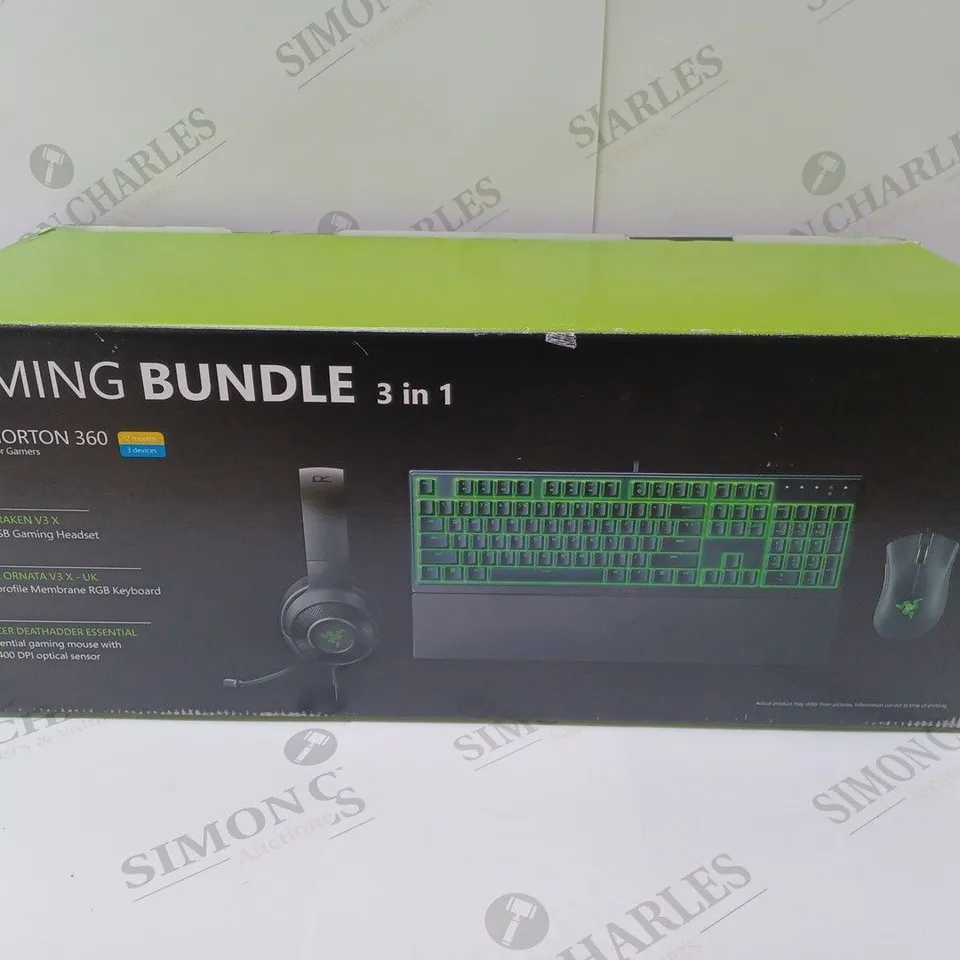 BOXED BRAND NEW RAZOR 3 IN 1 GAMING BUNDLE TO INCLUDE RAZER KRAKEN V3 X HEADSET, RAZER ORNATA V3 X RGB KEYBOARD & RAZER DEATHADDER ESSENTIAL GAMING MOUSE