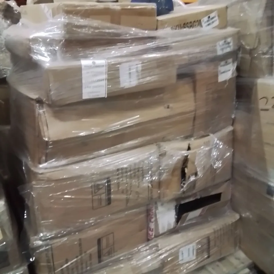 PALLET OF ASSORTED HOUSEHOLD GOODS AND PRODUCTS TO INCLUDE;OFFICE CHAIR,WOMEN'S SHOES,COFFEE GRINDER MACHINE