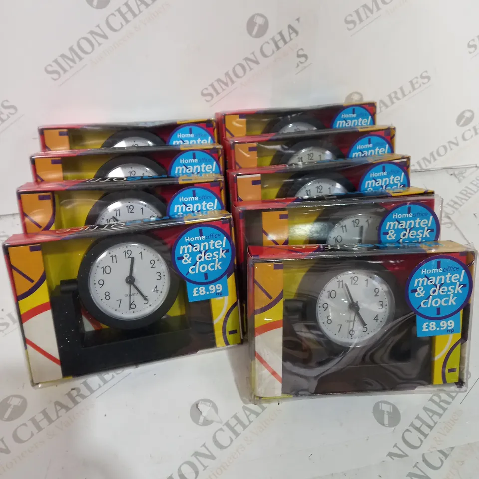 BOX OF APPROX 9 HOMEOFFICE MANTEL AND DESK CLOCKS
