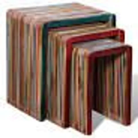 BOXED CAGE 3 PIECE NEST OF TABLES TEAK (1 BOX)