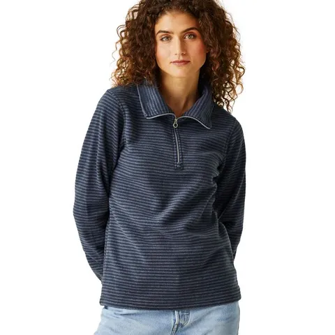 REGATTA WOMENS SOLENNE HALF ZIP FLEECE SILVER/NAVY UK SIZE 8