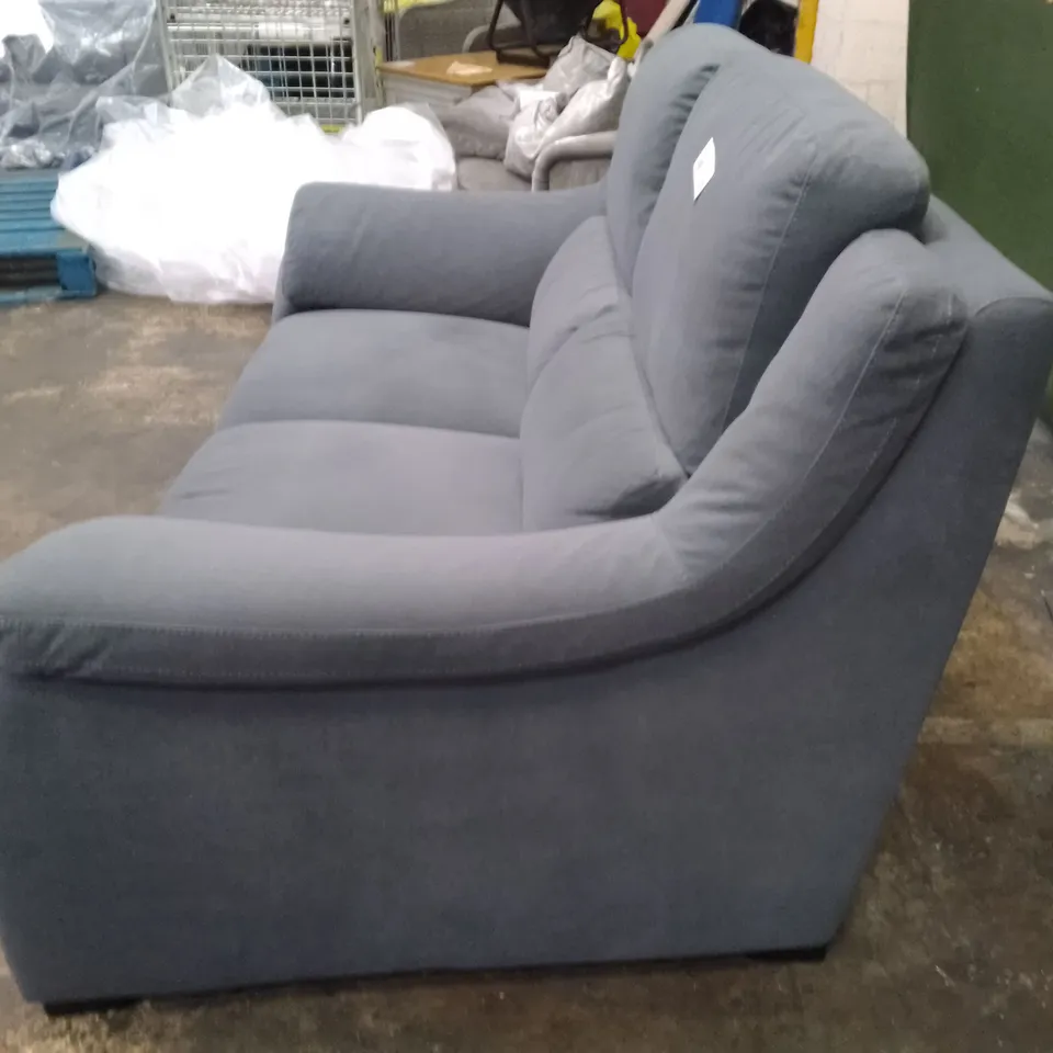 QUALITY ITALIAN DESIGNER DEGANO 2 SEATER - GREY/BLUE NAVY FABRIC