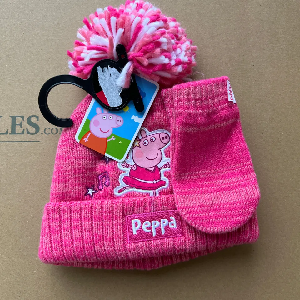 PEPPA PIG HAT AND GLOVES SET 12-24MTHS