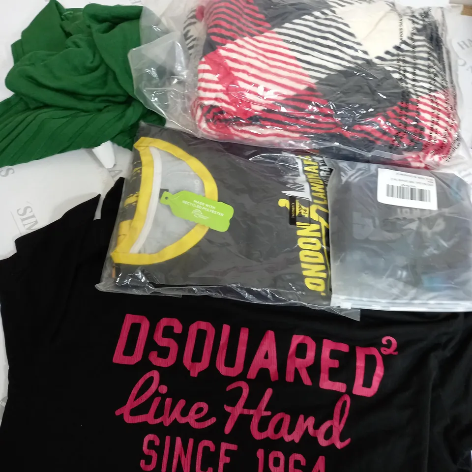 BOX OF APPROXIMATELY 20 CLOTHING ITEMS TO INCLUDE TOPS, JUMPERS DRESSES ETC