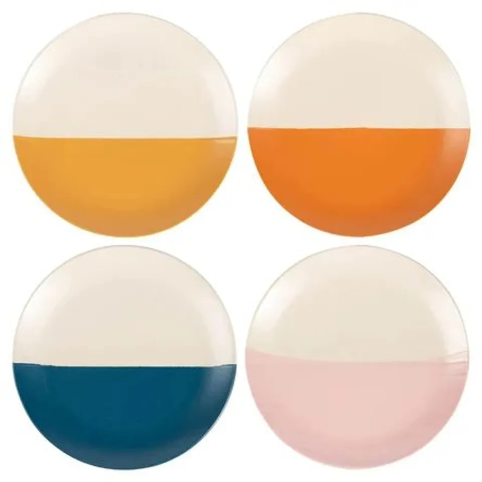 BOXED NICOLA SPRING SET OF 4 SIDE PLATES DIPPED FLECKED STONE FINISH
