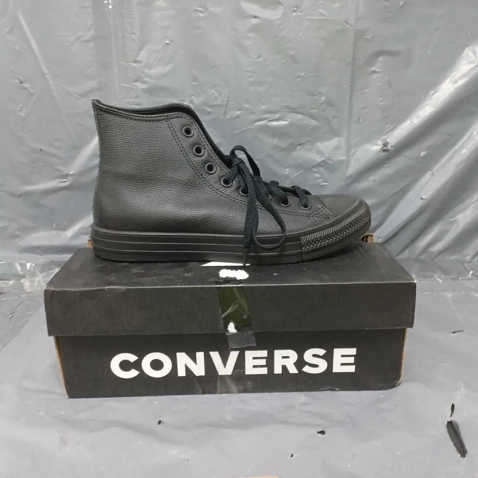 CONVERSE MENS TONAL LEATHER HI TOP TRAINERS BLACK SIZE 7