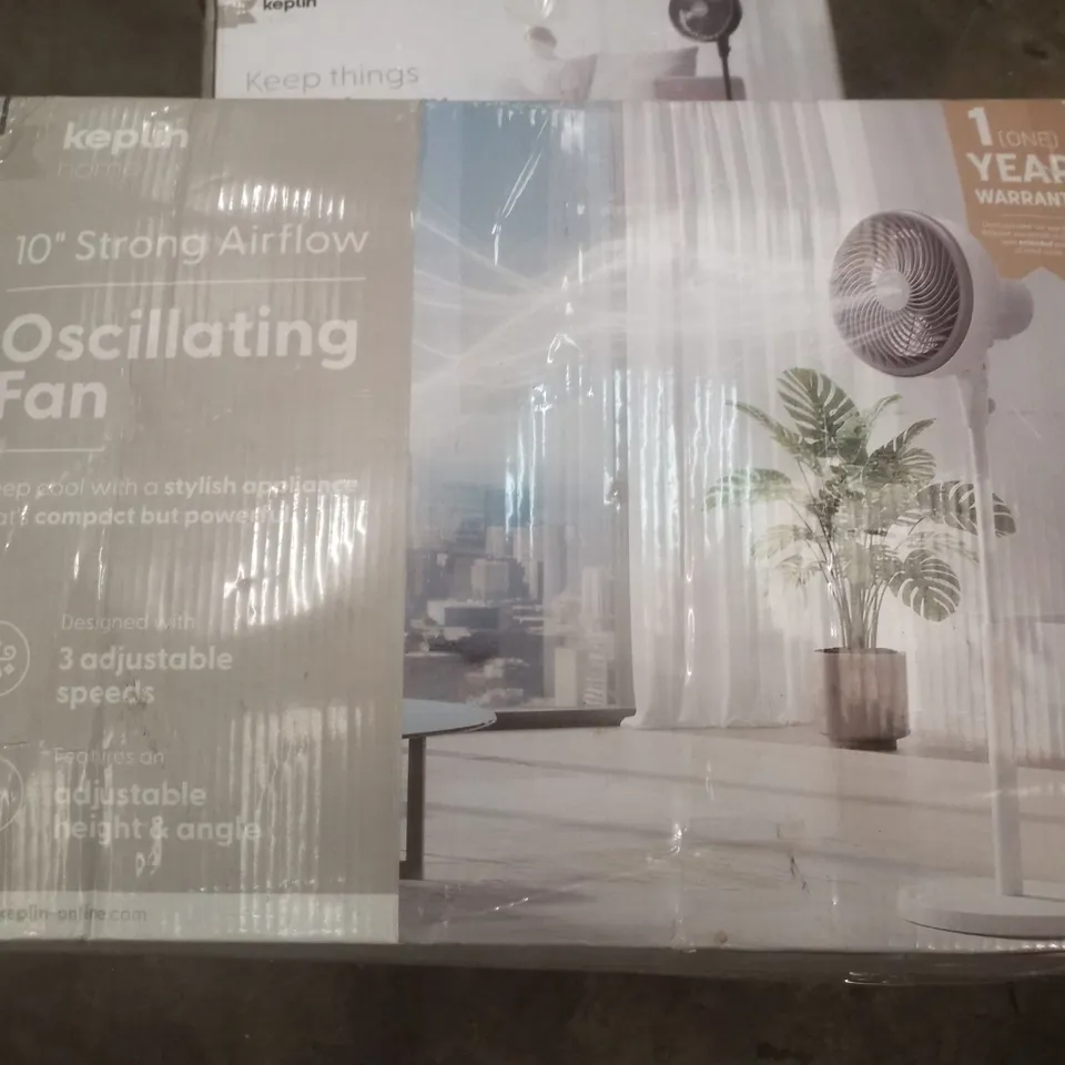 BOXED KEPLIN 10" STRONG AIRFLOW OSCILLATING FAN - WHITE