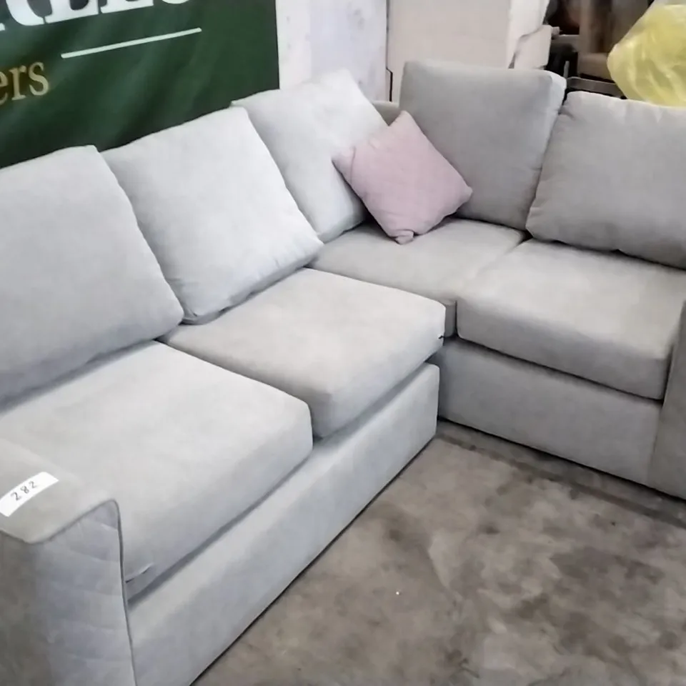 QUALITY DESIGNER SANDY BEIGE FABRIC L SHAPE CORNER SOFA