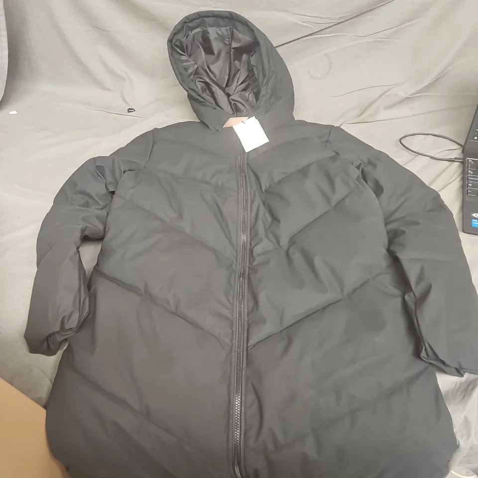 JDY WOMEN'S BLACK HOODED PUFFER JACKET, ZIP FRONT, SIZE M