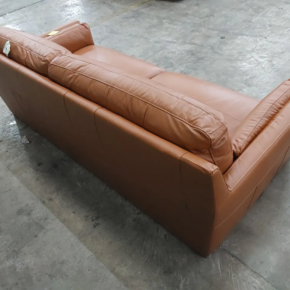 DESIGNER LARGE TAN LEATHER SOFA 