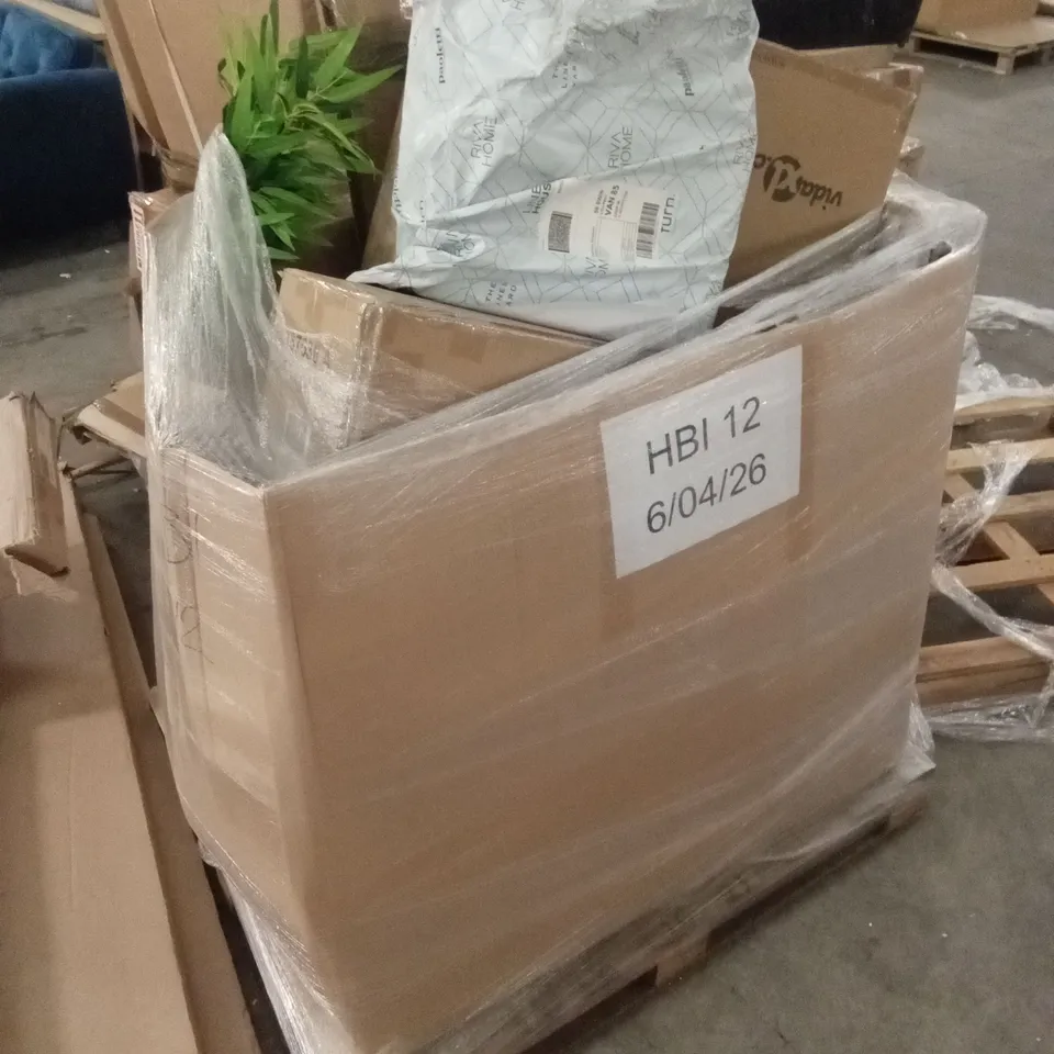 PALLET OF ASSORTED FLATPACK FURNITURE AND HOME DECOR ITEMS ETC