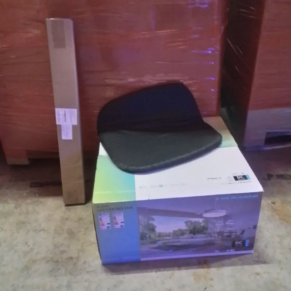 PALLET OF ASSORTED HOUSEHOLD GOODS AND PRODUCTS TO INCLUDE;CEILING FAN,CHAIR COVER,PULLUP BAR