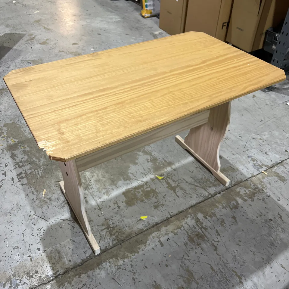 WOODEN TABLE APPROX 110 X 65CM WITH TWO BENCHES APPROX 105X30CM EACH - COLLECTION ONLY