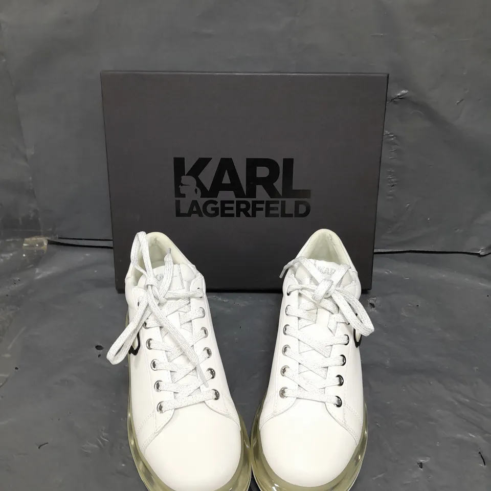 BOXED PAIR OF KARL LAGERFELD KUSHION KARL NFT TO LACE WHITE EU 38