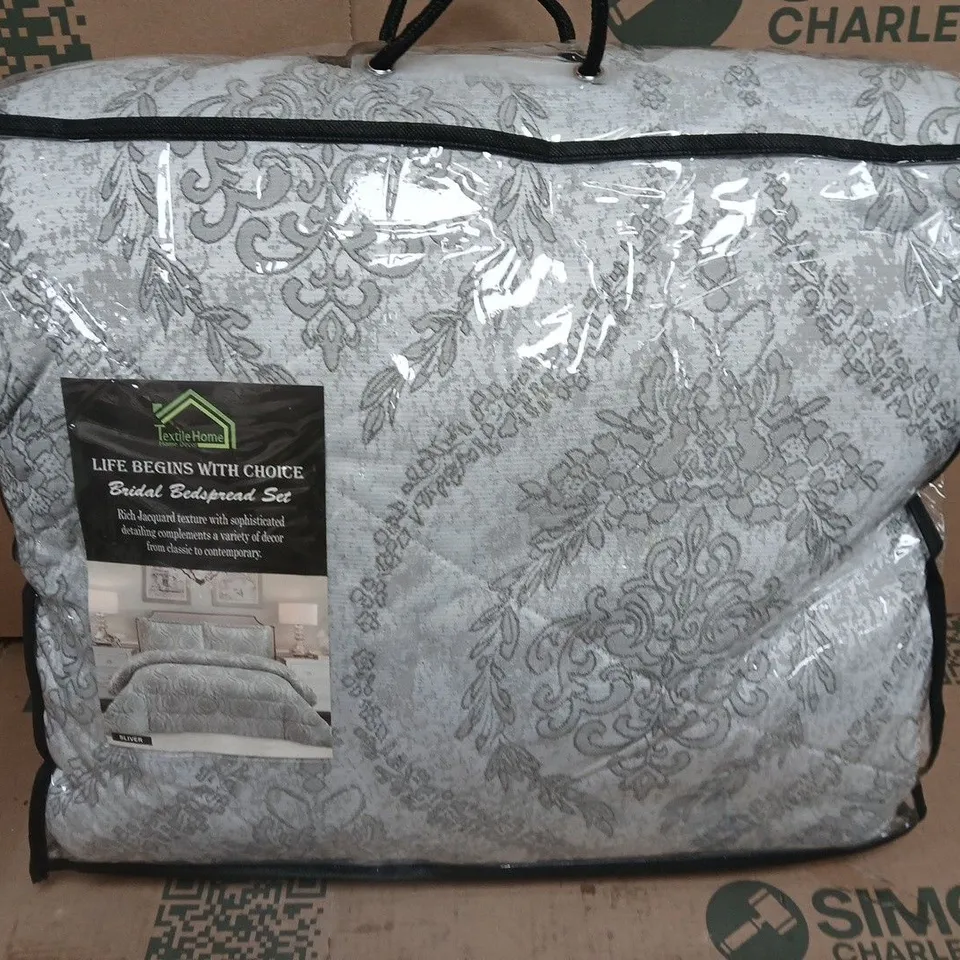 TEXTILE HOME BRIDAL BEDSPREAD SET – GREY JACQUARD  