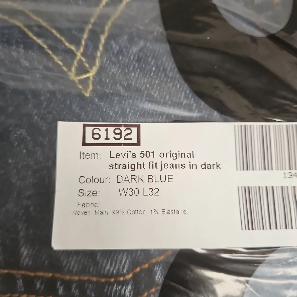 LEVI'S 501 ORIGINAL STRAIGHT FIT JEANS – DARK BLUE, SIZE W30 L32