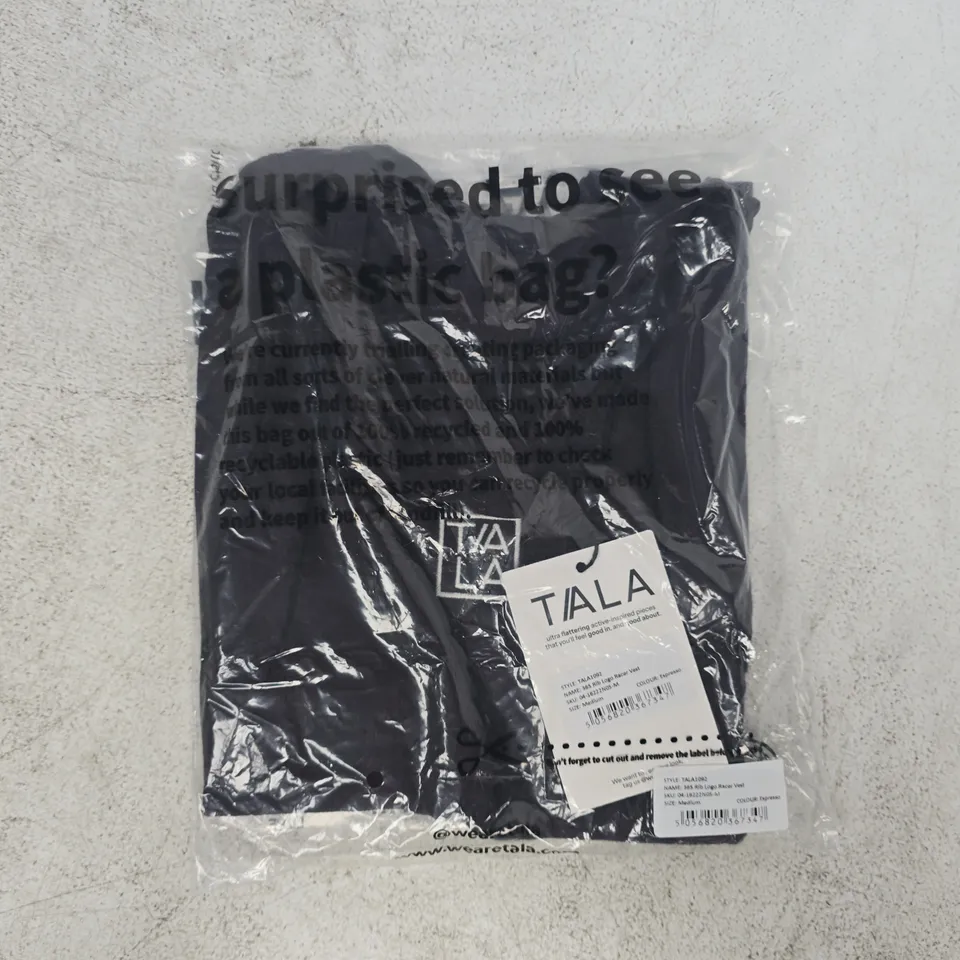 BAGGED T/ALA 365 RIB LOGO RACER VEST IN BLACK SIZE MEDIUM