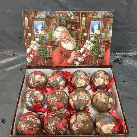 BOXED 12 X CHRISTMAS THEMED BAUBLES SET