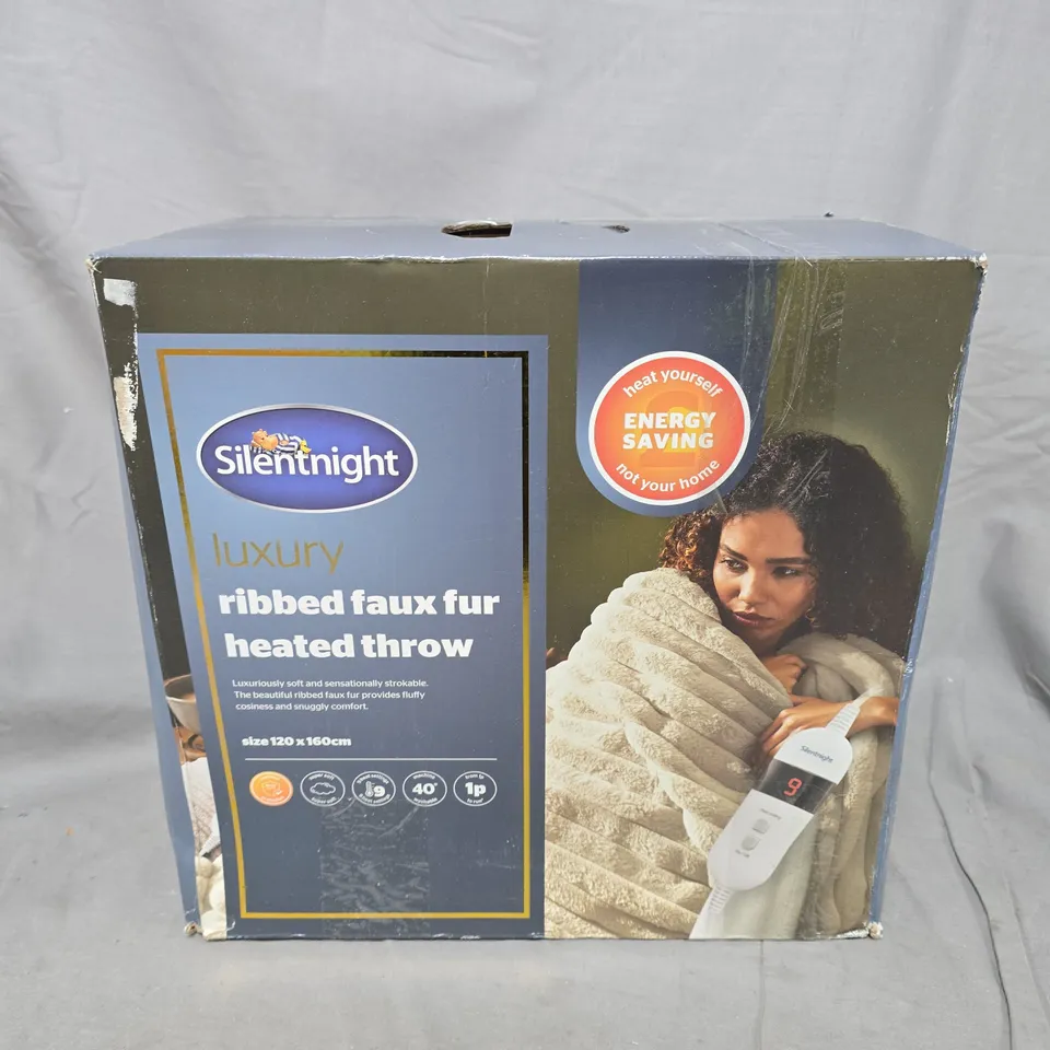SILENTNIGHT LUXURY RIBBED FAUX FUR HEATED THROW - 120 X 160CM