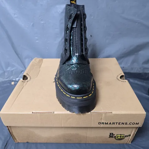 DR MARTENS PLATFORM BOOTS - GREEN CROC - SIZE 5