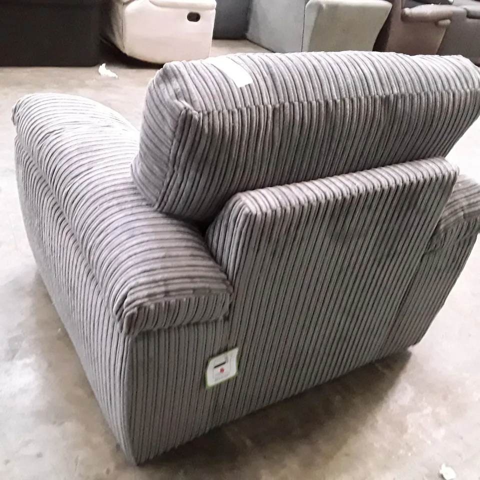 DESIGNER ARMCHAIR - GREY CORDUROY FABRIC