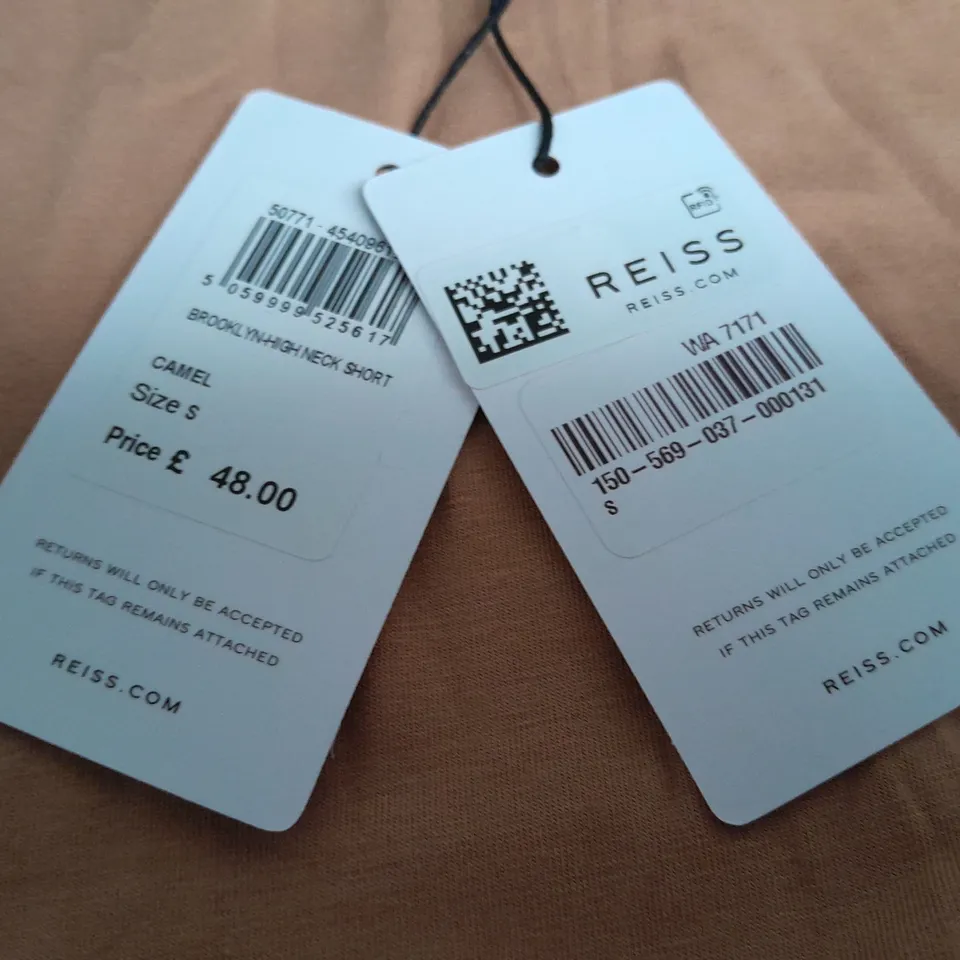 REISS BROOKLYN HIGH NECK SHIRT IN CAMEL - S