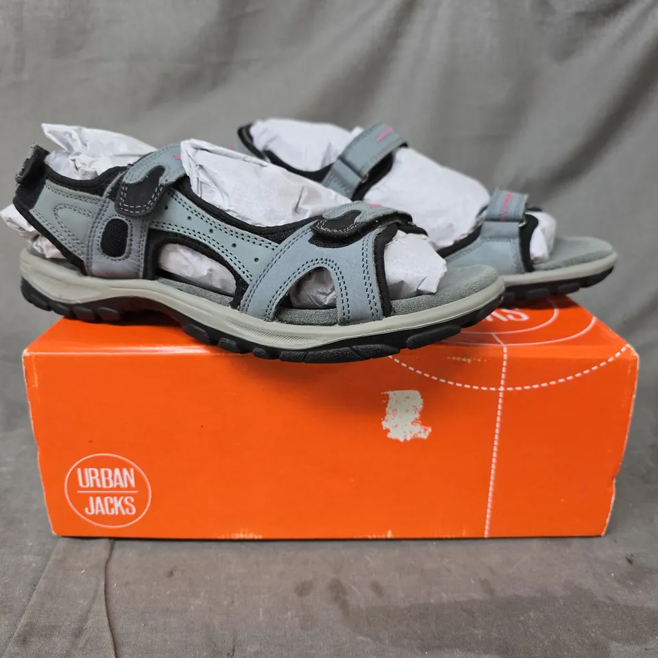 BOXED PAIR OF URBAN JACKS SANDALS IN GREY SIZE EU 40