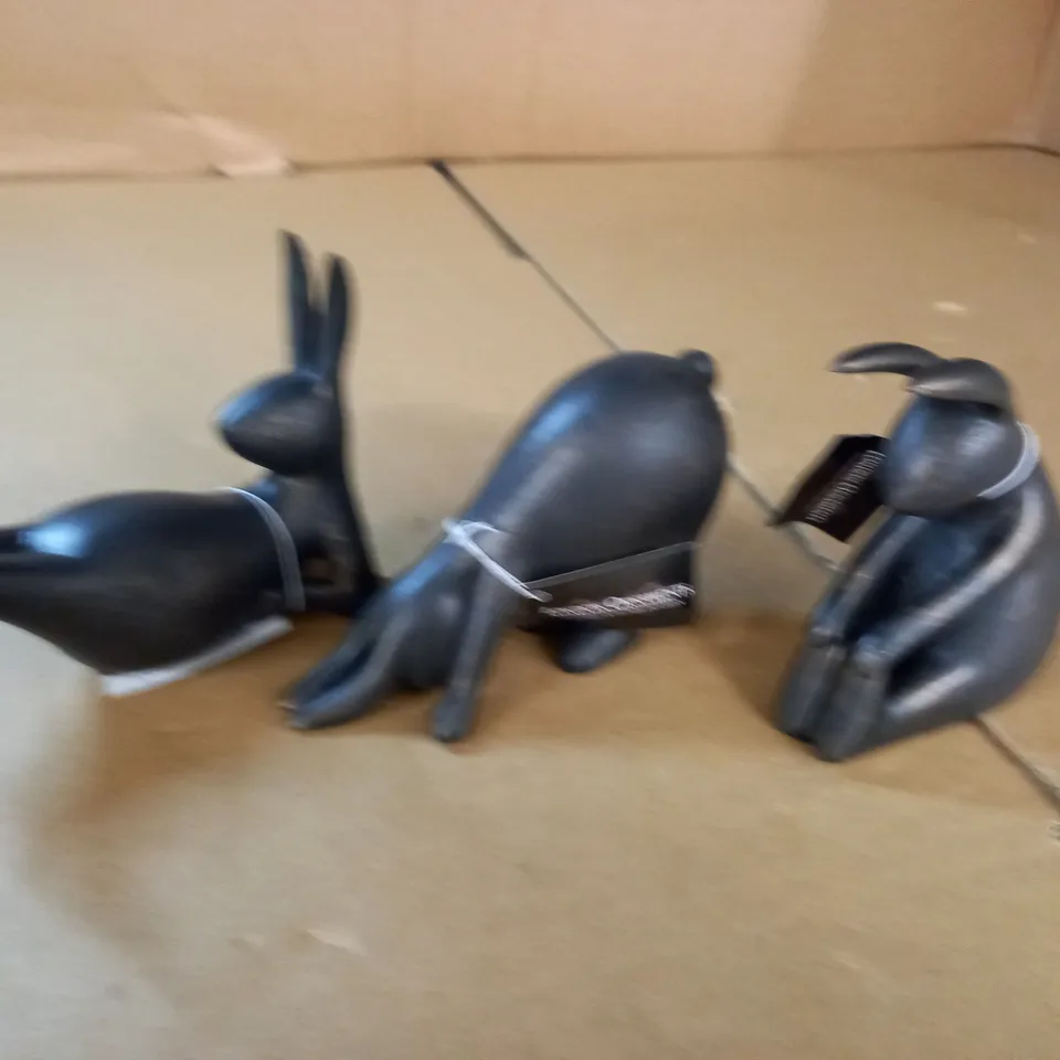 SET OF 3 YOGA BUNNY ORNAMENTS